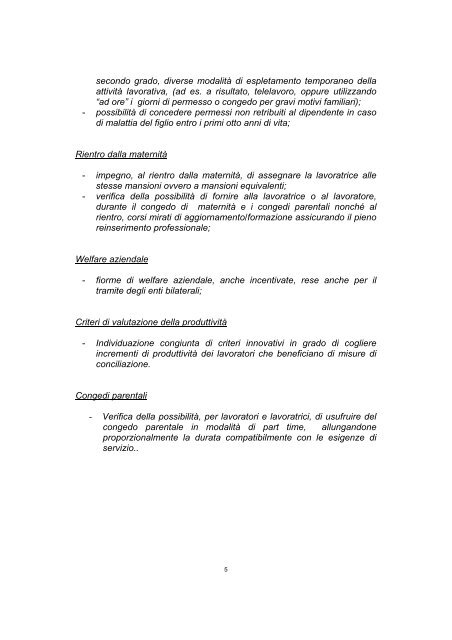 Conciliazione tra famiglia e lavoro - Carta per le Pari OpportunitÃ 