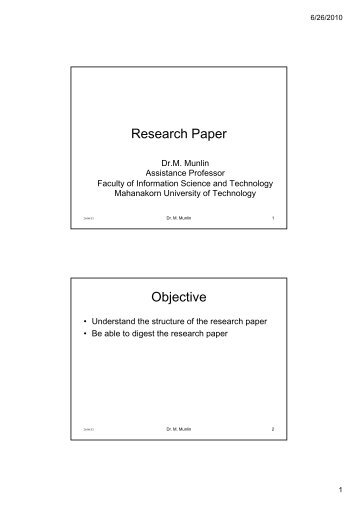 Research Paper Objective