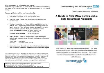 New patient leaflet on NDM Klebsiella - Royal Shrewsbury Hospitals ...