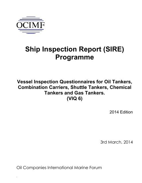 Ship Inspection Report Sire Programme