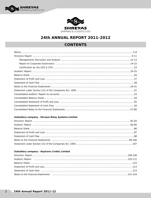 Annual Report for the year 2012