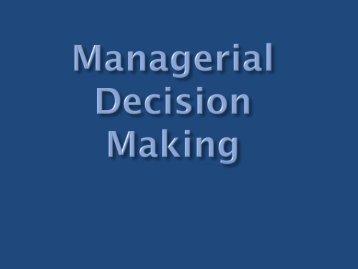 Managerial Decision making