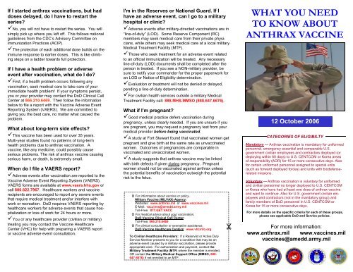 what you need to know about anthrax vaccine - United States Forces ...
