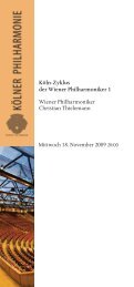 Köln-Zyklus der Wiener Philharmoniker 1 Wiener Philharmoniker ...