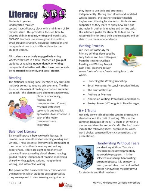 Kindergarten curriculum guide - Middleton Cross Plains Area School ...