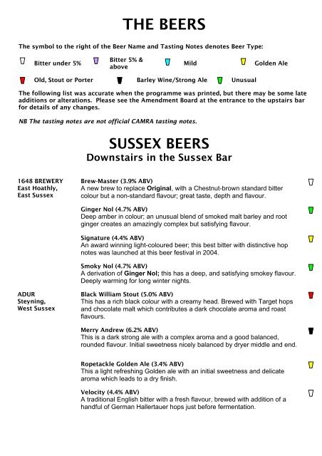 2010 Beer List - Sussex Beer & Cider Festival
