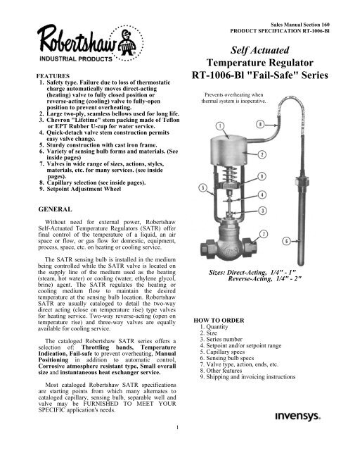 Self Actuated Temperature Regulator RT-1006-Bl - Robertshaw ...