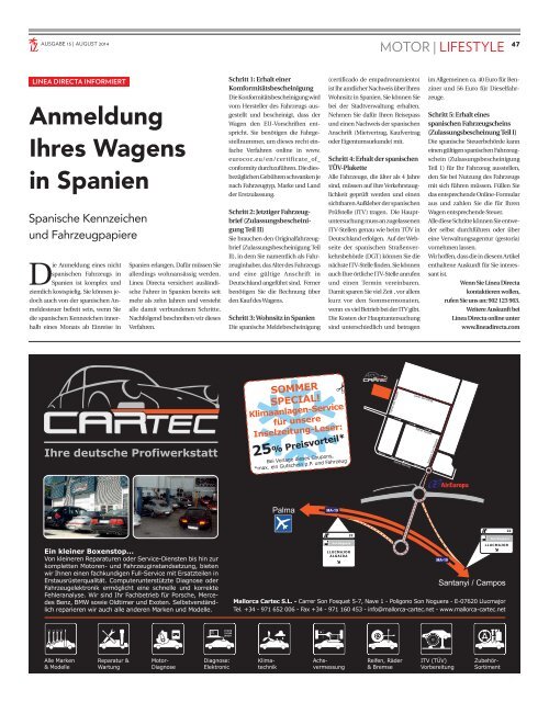 Die Inselzeitung Mallorca August 2014 