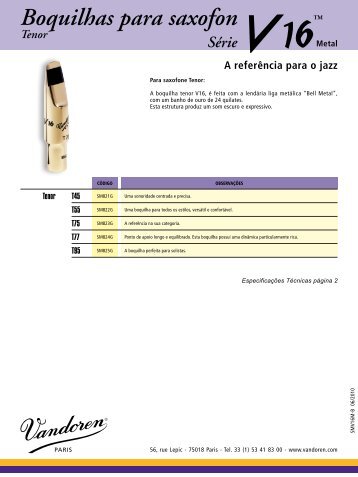 Boquilhas para saxofon Tenor - vandoren