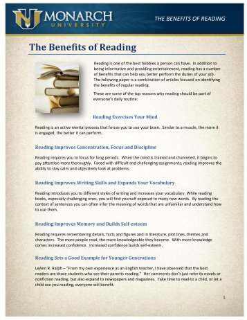 The Benefits of Reading - Monarch Beverage