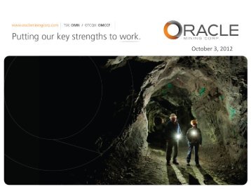 October 3, 2012 - Oracle Mining Corp