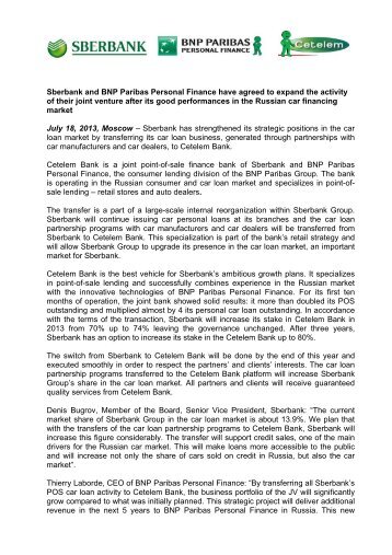 Sberbank â Press relase - BNP Paribas Personal Finance
