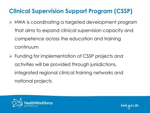 Clinical Supervision Support Program National Clinical Supervision ...