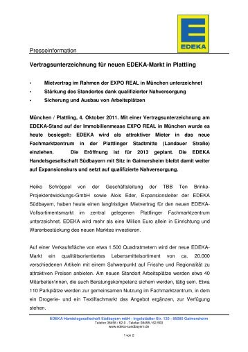 PI Vertragsunterzeichnung für neuen EDEKA-Markt in Plattling ...