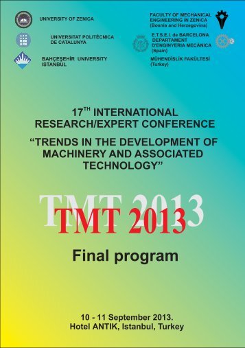 NASLOVNA ZA FINALNI PROGRAM-x... - TMT 2013 - Univerzitet u ...