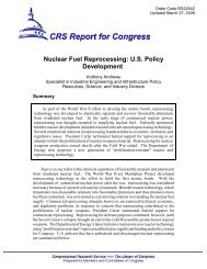 Nuclear Fuel Reprocessing: US Policy Development - Federation of ...
