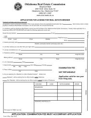Oklahoma Real Estate Commission - State Legal Forms