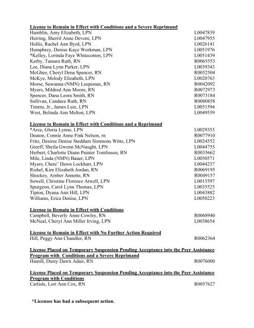 HEARINGS AND CONFERENCES Language in Board Orders ...