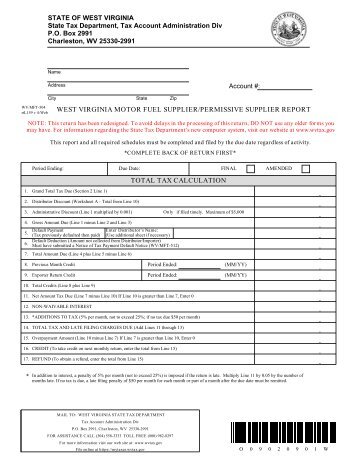 total tax calculation west virginia motor fuel supplier/permissive ...