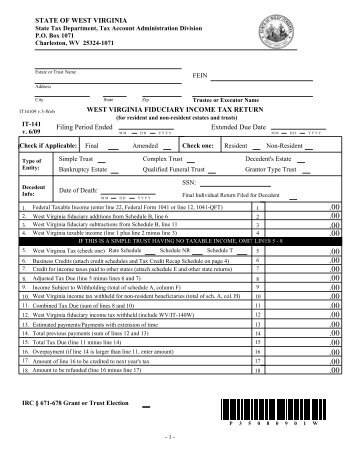 WEST VIRGINIA FIDUCIARY INCOME TAX RETURN Filing Period ...