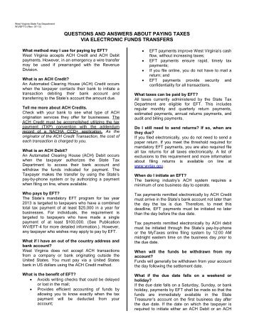 questions and answers about paying taxes via electronic funds ...