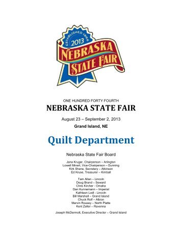 Quilt Entry Book - Nebraska State Fair