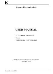 Kramer Electronics Ltd. USER MANUAL ELECTRONIC SWITCHERS