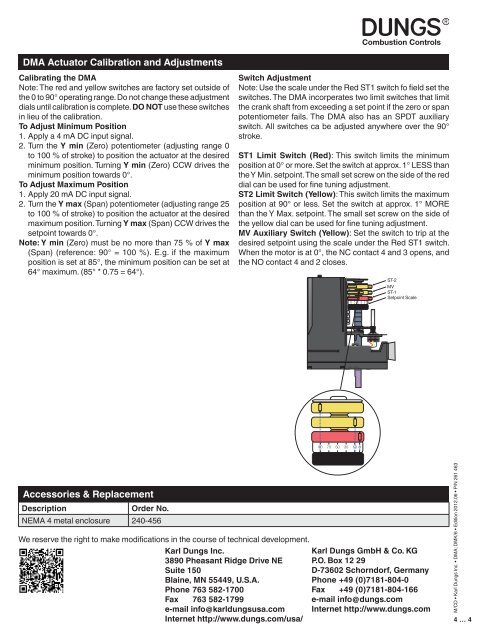 Operation and assembly instruction (USA): 261463 (1.0 MB) - Dungs