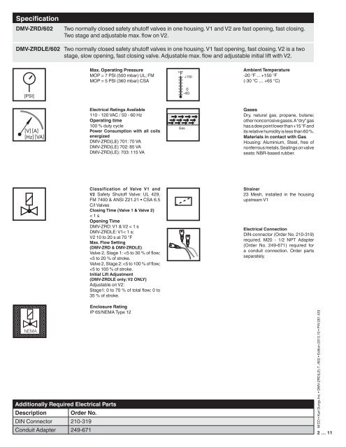 Operation and assembly instruction (USA): 261433 (1.8 MB) - Dungs