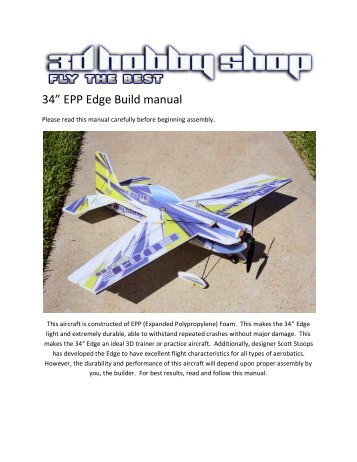 Download the 34" EPP Edge Manual Here - 3D Hobby Shop