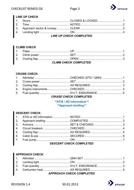 CHECKLIST REMOS GX Page 4 REVISION 1.4 30.01 ... - Ecoflight.ch