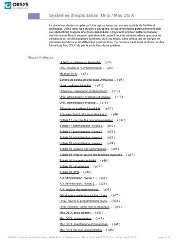 SystÃ¨mes d'exploitation, Unix / Mac OS X - Orsys