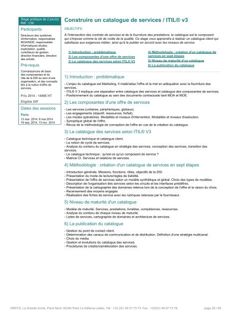 Management du SI, Gouvernance / Direction de projet - Orsys