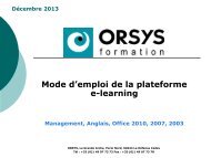 Formations Orsys Mode d'emploi de la plateforme e-learning