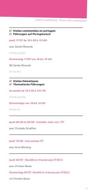 Programme des musÃ©es Museumsprogramm - D'stater musÃ©eÃ«n