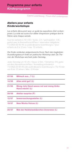 Programme des musÃ©es Museumsprogramm - D'stater musÃ©eÃ«n