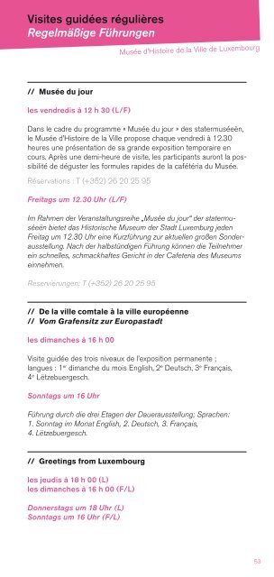 Programme des musÃ©es Museumsprogramm - D'stater musÃ©eÃ«n