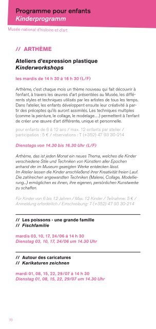 Programme des musÃ©es Museumsprogramm - D'stater musÃ©eÃ«n