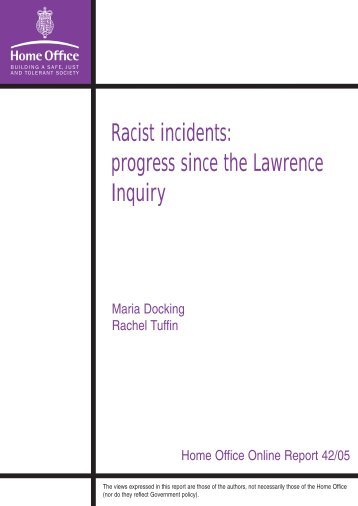 Racist incidents: progress since the Lawrence Inquiry - Statewatch