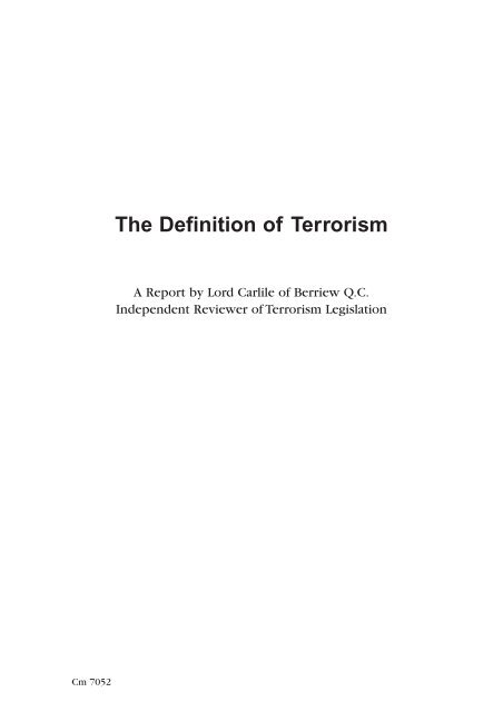 The Definition of Terrorism CM 7052 - Official Documents