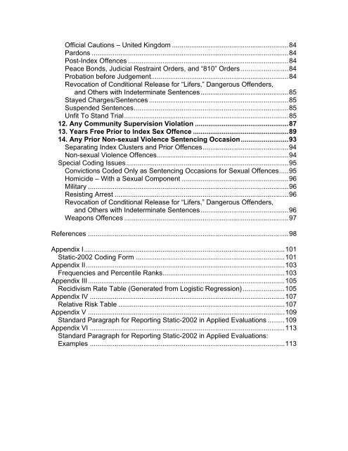 Static-2002 coding rules (2009) - Static-99