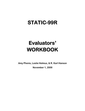 STATIC-99R Evaluators' WORKBOOK