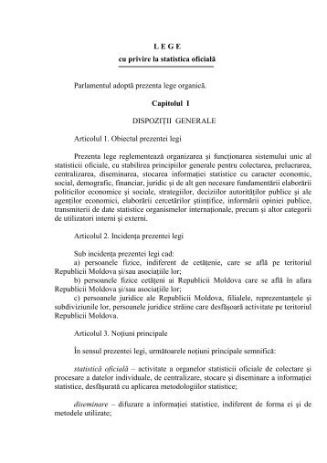 L E G E cu privire la statistica oficialÄ Parlamentul adoptÄ prezenta ...