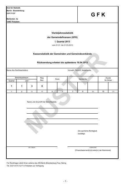 Vierteljahresstatistik der Gemeindefinanzen (GFK) - Amt fÃ¼r Statistik ...