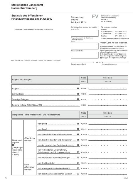 Formular (PDF) - Statistisches Landesamt Baden-Württemberg