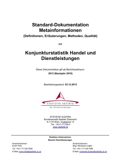 Konjunkturstatistik Handel und Dienstleistungen ab ... - Statistik Austria