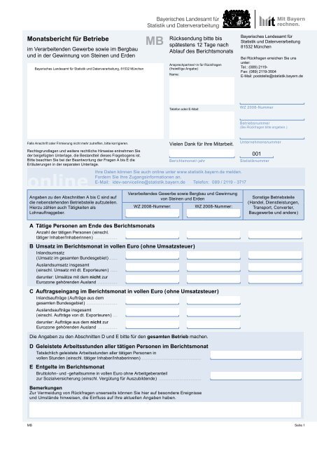 Erhebungsbogen - Bayerisches Landesamt fÃ¼r Statistik und ...