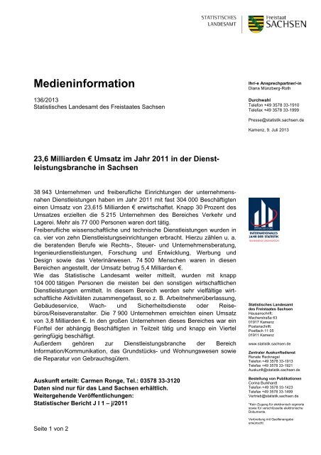 Medieninformation - Statistisches Landesamt Sachsen