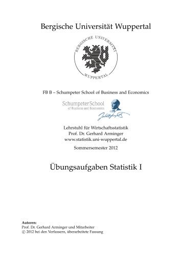 Bergische UniversitÃ¤t Wuppertal Ãbungsaufgaben Statistik I