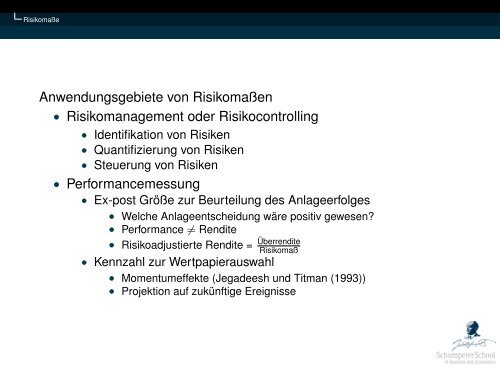 Kennzahlen im Portfolio und Asset Management - Lehrstuhl fÃ¼r ...